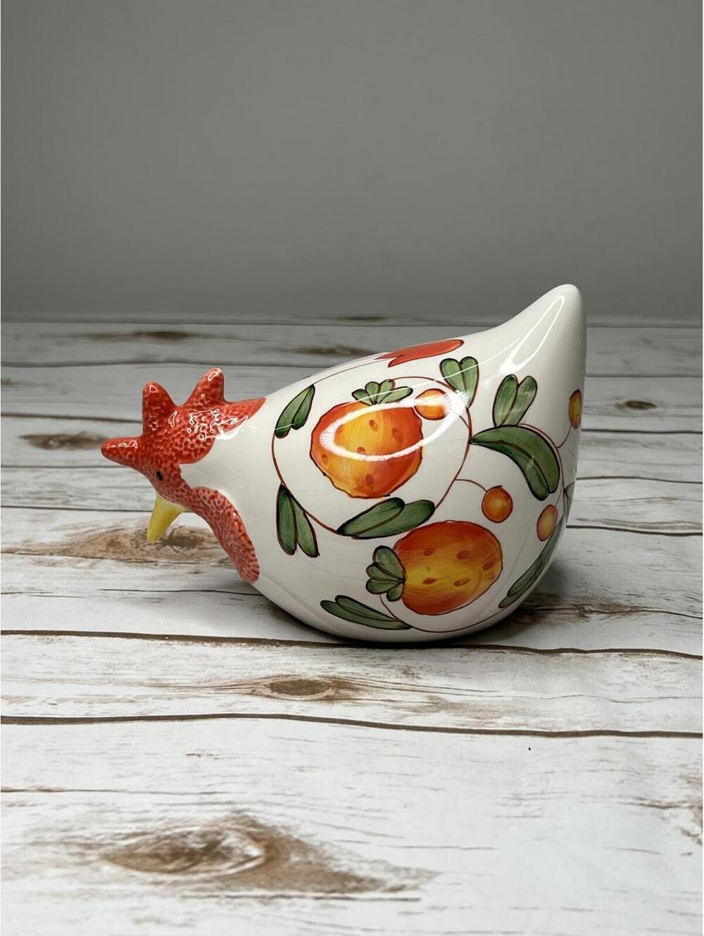 Vintageโ 1999 CBK LTD Hand Painted Ceramic Rooster with Strawberry Pattern